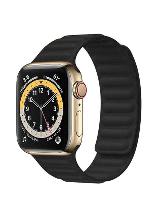 vesus Leather Link Band For Apple Watch Series 6/SE 44 mm Black
