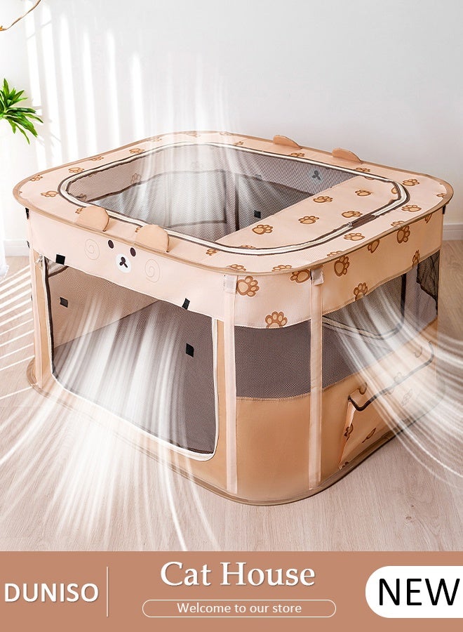 DUNISO بيت كبير للقطط للقطط الداخلية، أسرّة قطط للقطط الداخلية، كهف قطط كبير مع شقة مريحة، بيت قطط داخلي قابل للطي، بيت قطط مكعب متعدد الوظائف، مكان اختباء للقطط مع وسائد ناعمة - Image 1