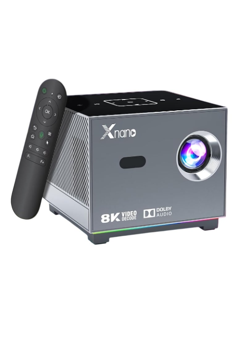 اكس نانو جهاز عرض مسرح منزلي، جهاز عرض أفلام بدقة عالية كاملة 1080 بكسل مع مساعد صوتي ذكي، جهاز عرض خارجي قوي ومتين مع تصحيح الانحراف، (قطعة واحدة، رمادي) - Image 1