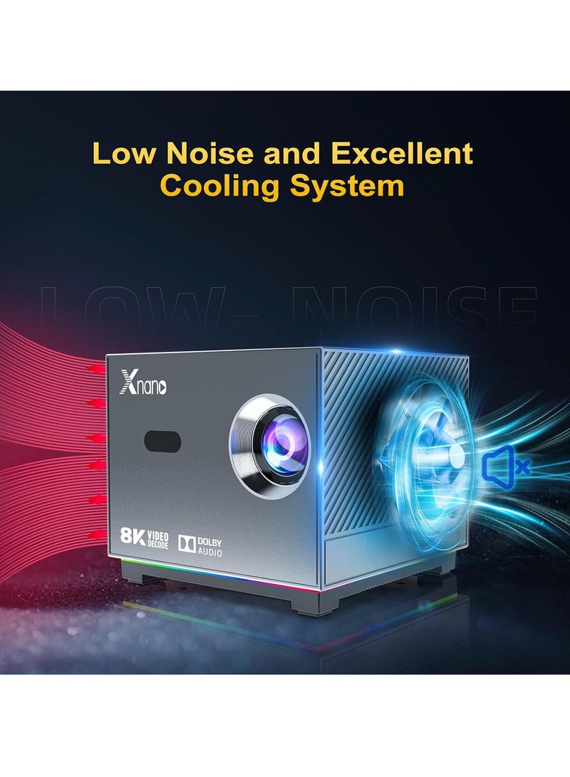 اكس نانو جهاز عرض مسرح منزلي، جهاز عرض أفلام بدقة عالية كاملة 1080 بكسل مع مساعد صوتي ذكي، جهاز عرض خارجي قوي ومتين مع تصحيح الانحراف، (قطعة واحدة، رمادي) - Image 2