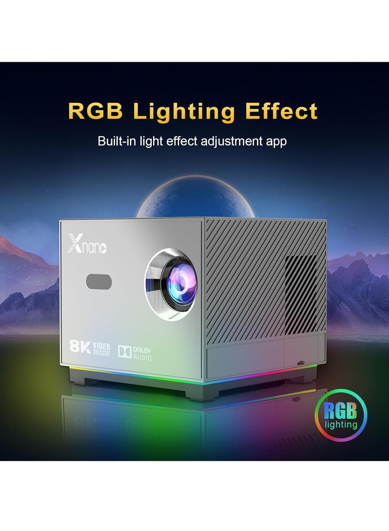 اكس نانو جهاز عرض مسرح منزلي، جهاز عرض أفلام بدقة عالية كاملة 1080 بكسل مع مساعد صوتي ذكي، جهاز عرض خارجي قوي ومتين مع تصحيح الانحراف، (قطعة واحدة، رمادي) - Image 3