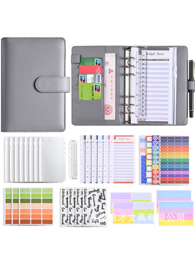 Start A6 Binder Creative Notebook Zipper Bag Macaron Pu Leather Loose-leaf Book Cash Budget Hand Book - Image 1