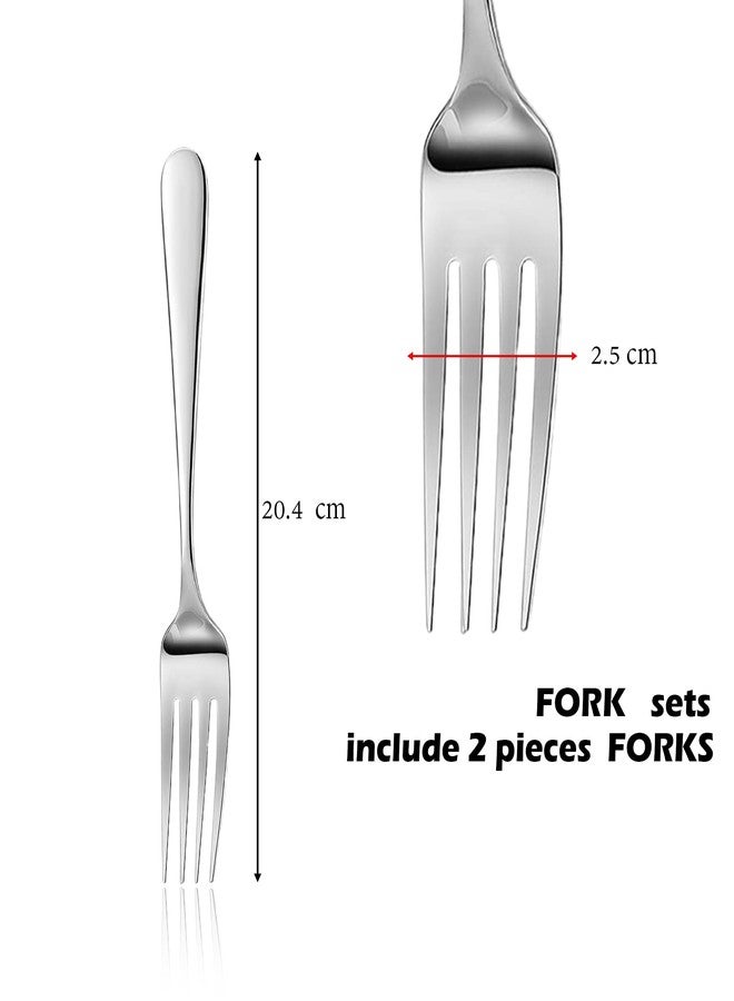 ATB Dinner 8 Inches Stainless Steel Forks Silverware Kitchen Heavy Duty Metal Forks For Home, Kitchen Or Restaurant, Dishwasher Safe (2) - Image 2
