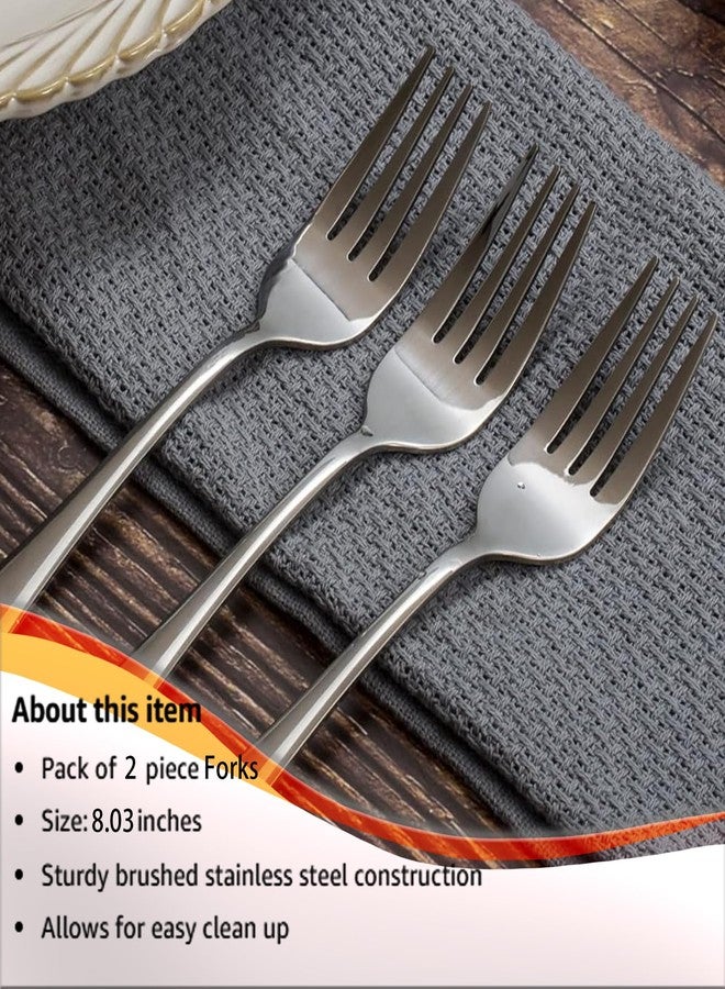ATB Dinner 8 Inches Stainless Steel Forks Silverware Kitchen Heavy Duty Metal Forks For Home, Kitchen Or Restaurant, Dishwasher Safe (2) - Image 5