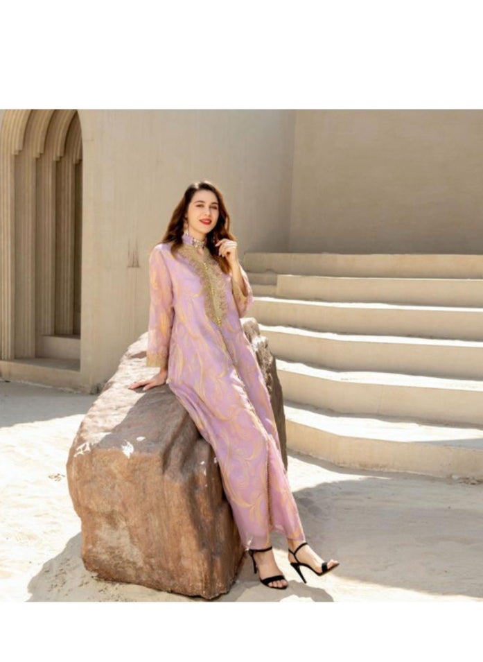 Generic New Style Abaya for Women,Muslim Applique Embroidery Long Sleeve Maxi Dress，Loose Full Cover Lace Robe  - Image 2