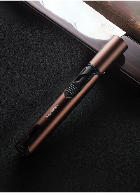 Butane Torch Lighter, Windproof Jet Single Flame Butane Refillable Torch Lighter for Candles, Cooking, Camping Wilderness Use (No Gas)