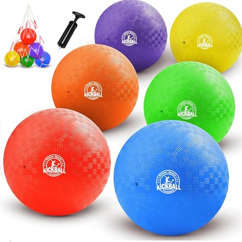 COAMZPARTY 85 Inch Kickball Set Dodgeballs 6 Pack12 PackPlayground Balls for KidsAdults Bouncy Balls Includes Pump and Storage Bag Handball for Outdoor Indoor Games Boys and Girls Gift with Gift Box - Image 1