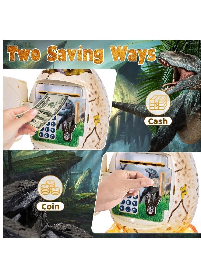 Piggy Bank for Kids Dinosaur Egg Money Bank with Fingerprint Unlocking/Night Light/Music Password ATM Machine Real Cash Coin Electronic Money Saving Box for Boys Girls Toys Gifts - Image 2