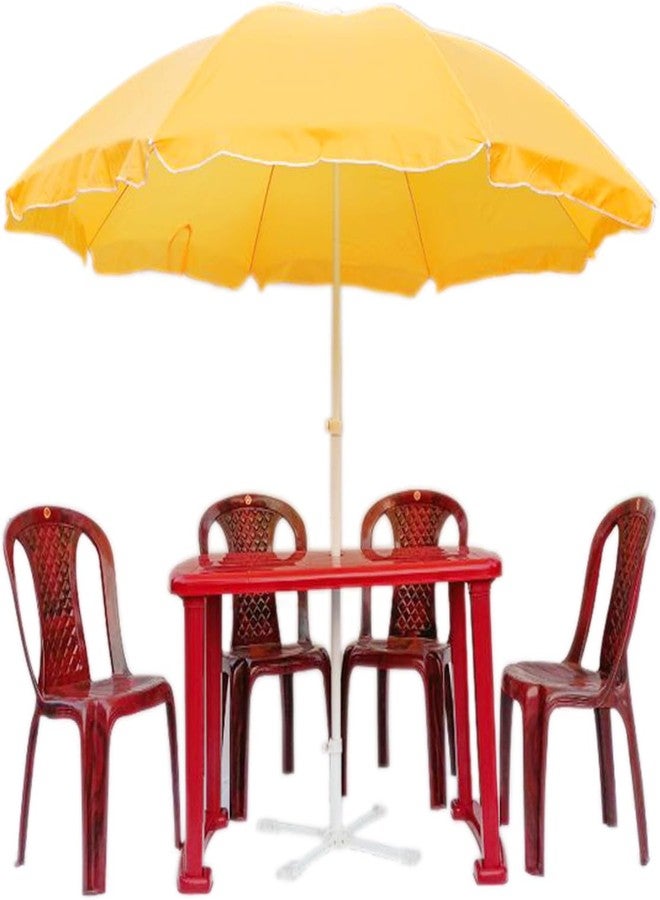 RAINPOPSON Outdoor Garden Umbrella With Stand Big Size Patio Garden Umbrella (Yellow) 8Ft - Image 4