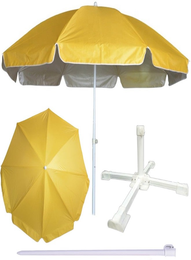 RAINPOPSON Outdoor Garden Umbrella With Stand Big Size Patio Garden Umbrella (Yellow) 8Ft - Image 1