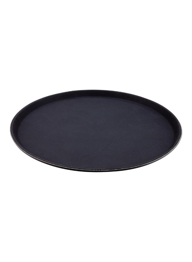 Restaurantware Bar Lux 16 Inch Serving Tray, 1 Round Server Tray - Non-Slip, Raised Edges, Black Plastic Waiter Tray, For Homes, Bars, Restaurants, or Catered Events, Serve Drinks and Meals  - Image 1