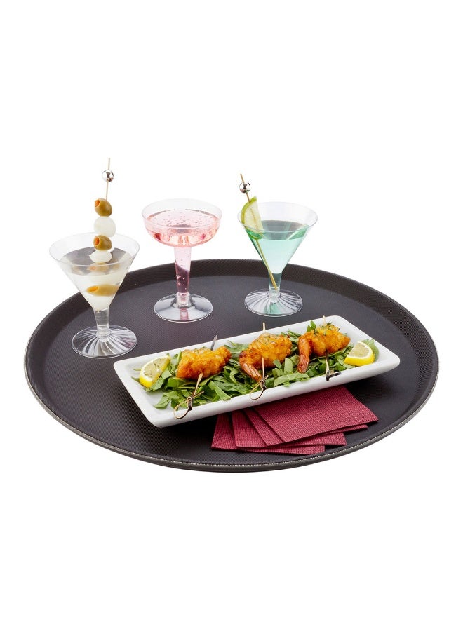 Restaurantware Bar Lux 16 Inch Serving Tray, 1 Round Server Tray - Non-Slip, Raised Edges, Black Plastic Waiter Tray, For Homes, Bars, Restaurants, or Catered Events, Serve Drinks and Meals  - Image 2