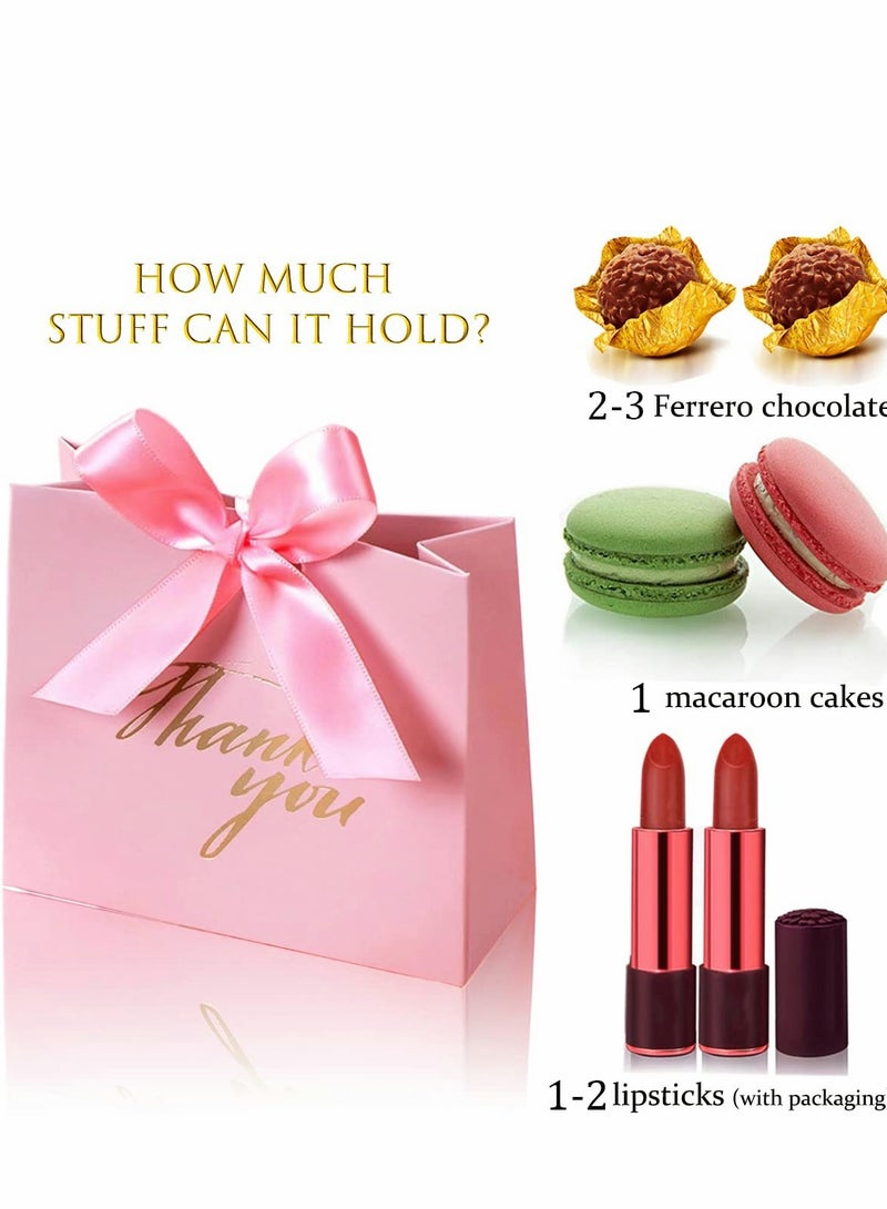 20 عبوة أكياس هدايا صغيرة باللون الوردي مع bow أحمر الورد - مثالية لحفلات الزفاف، وأعياد الميلاد، والمناسبات الرسمية. أكياس هدايا حفلات التصميم الأنيق للمناسبات الخاصة. - Image 4