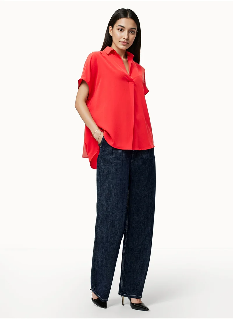 فرنش كونكشن V Neck Regular Polyester Blouse