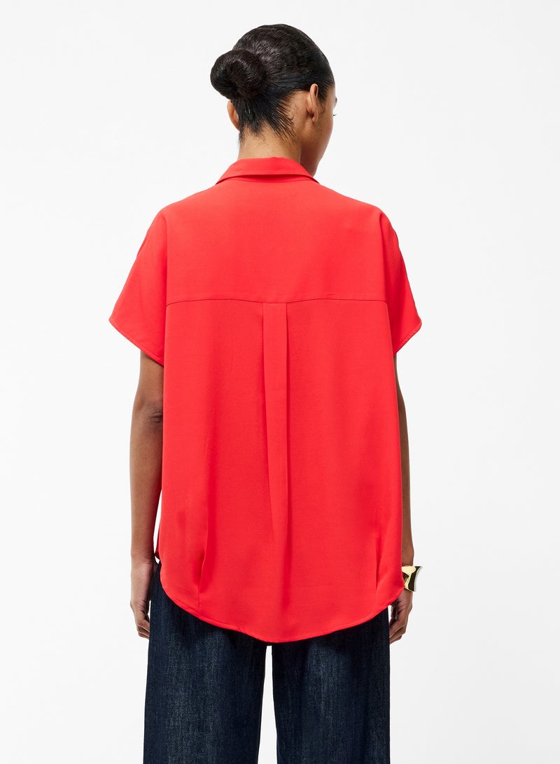 فرنش كونكشن بلوزة قصيرة بأكمام قصيرة من الكريب لايت - Image 3