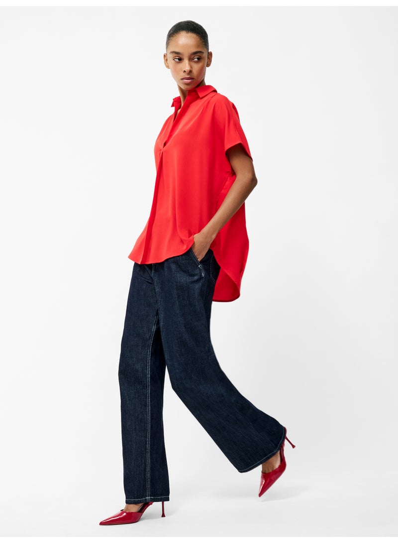 فرنش كونكشن بلوزة قصيرة بأكمام قصيرة من الكريب لايت - Image 4