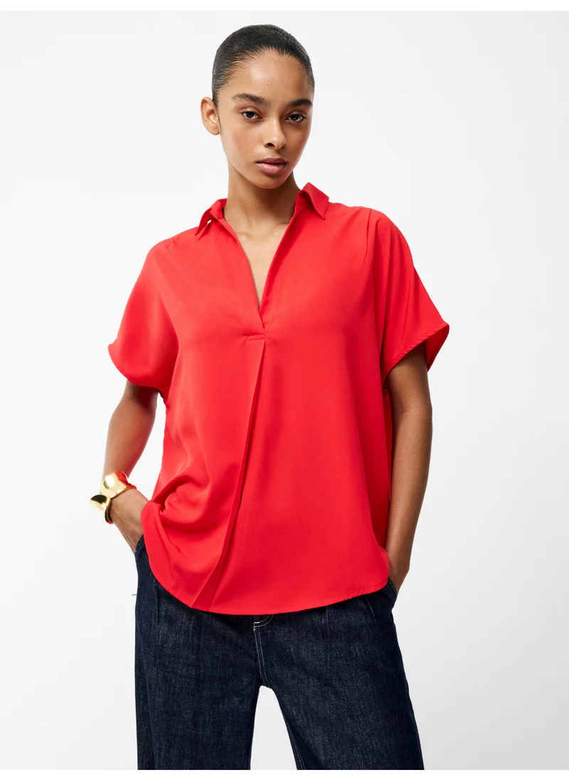 فرنش كونكشن V Neck Regular Polyester Blouse