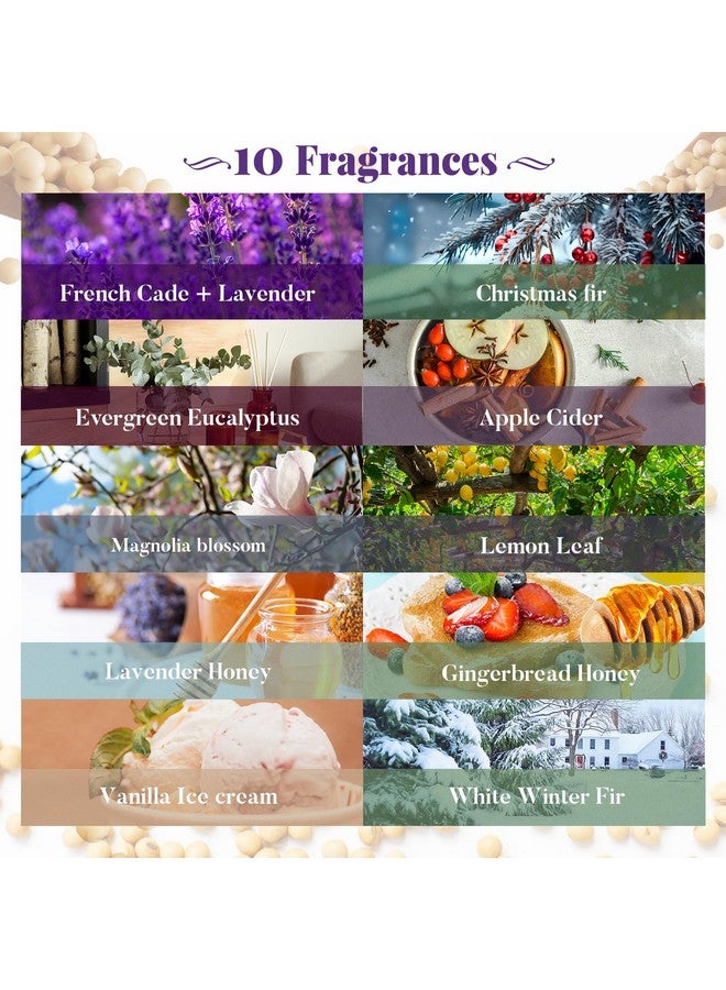 كوم شموع شكر من كومي، 10 قطع، شموع معطرة بشمع الصويا، 3.5 أونصة، هدايا استحمام للأطفال، هدايا شكر للنساء، حفلات الزفاف، 10 روائح (رائحة عيد الميلاد الشتوية) - Image 2