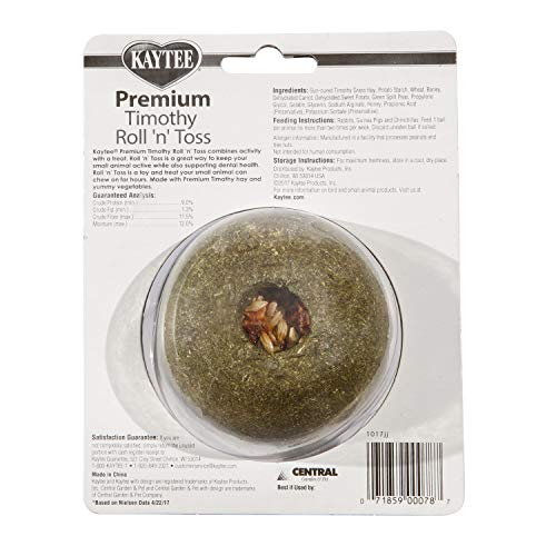 Kaytee Timothy Roll 'n' Toss Toy and Treat for Pet Rabbits, Guinea Pigs, and Chinchillas - Image 2