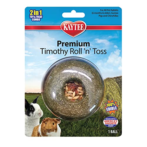 Kaytee Timothy Roll 'n' Toss Toy and Treat for Pet Rabbits, Guinea Pigs, and Chinchillas - Image 1