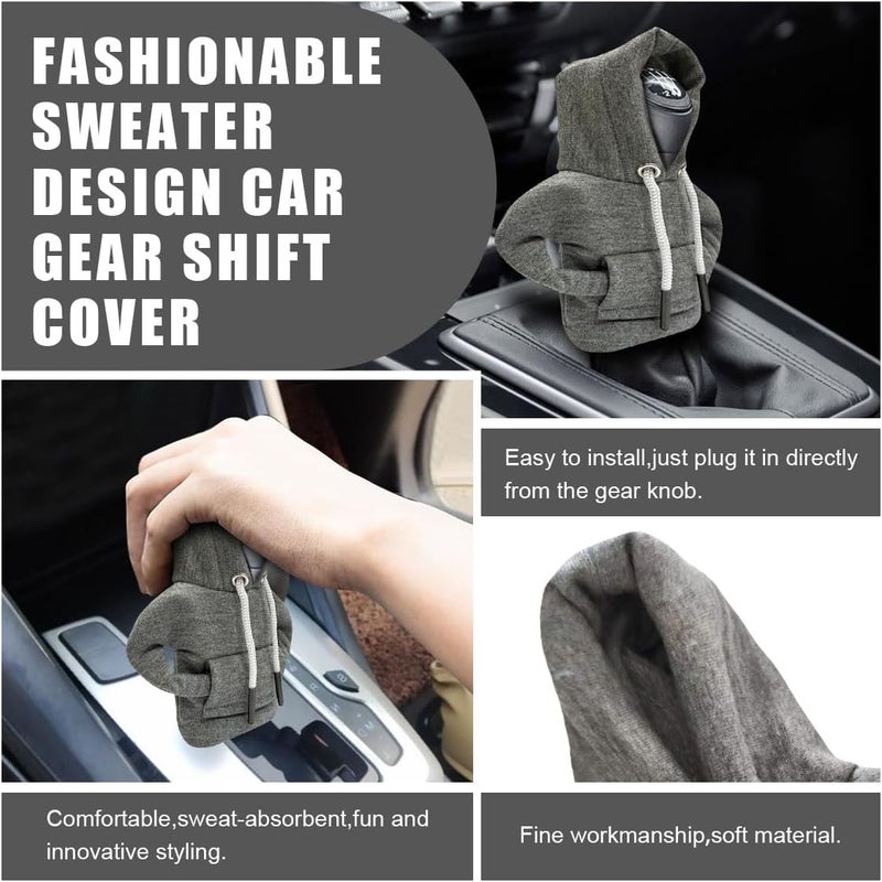 2PCS Car Gear Shift Cover, Fashionable Hoodie Car Shift Knob, Winter Warm Gear Shift Knob Cover Sweater Shirt, Auto Interior Accessories, Universal Car Decor Accessories (Red&Gray) | Nylon Winter Warm Fashionable Mini Hoodie Decoration, Cute Gadgets, Universal Car Interior Accessories, Fit for Car SUV Truck - Image 4
