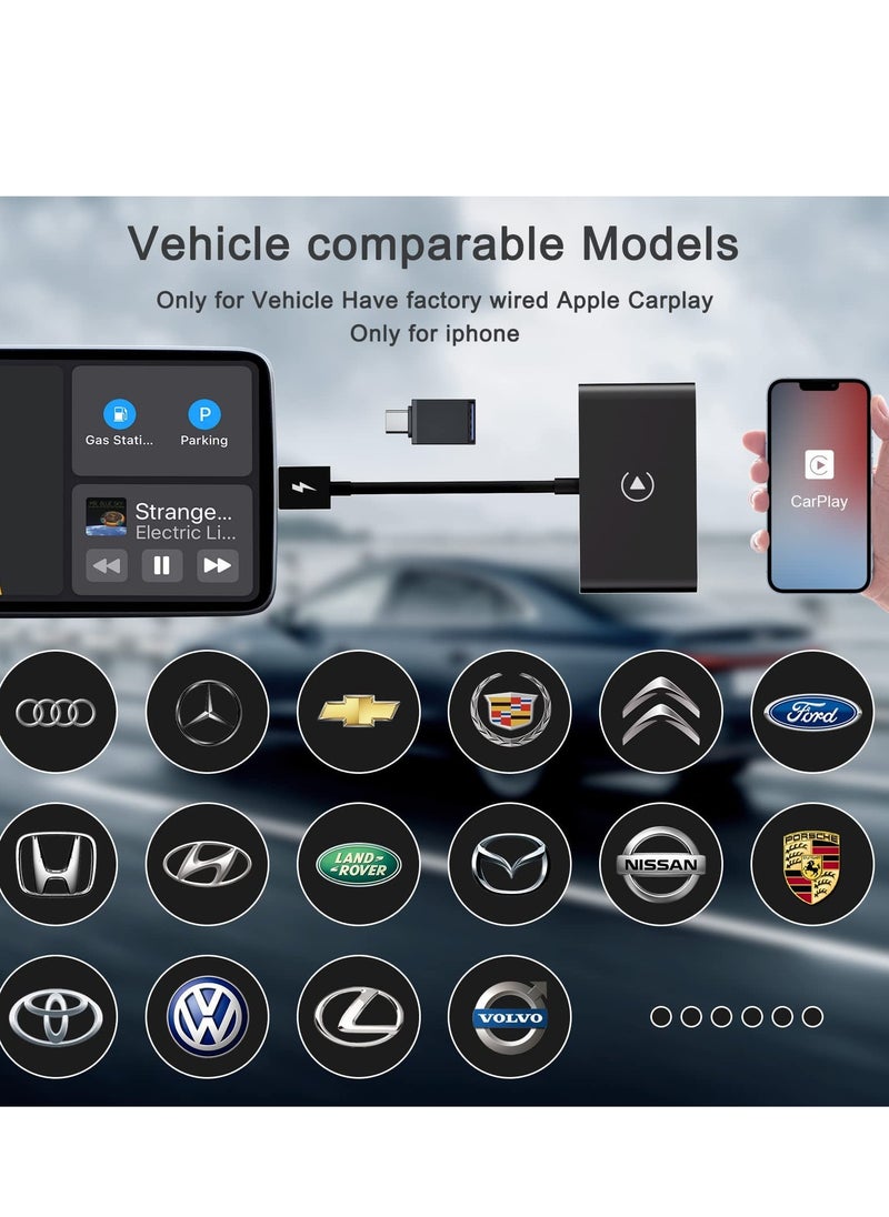 MAKINO - Wireless CarPlay Adapter for iPhone, Wireless Carplay Dongle Converts Factory Cars Wired Carplay to Wireless, Carplay Bluetooth Adapter, 5Ghz WiFi Auto-Connect Online Update, Support iOS 13+, Black - Image 1
