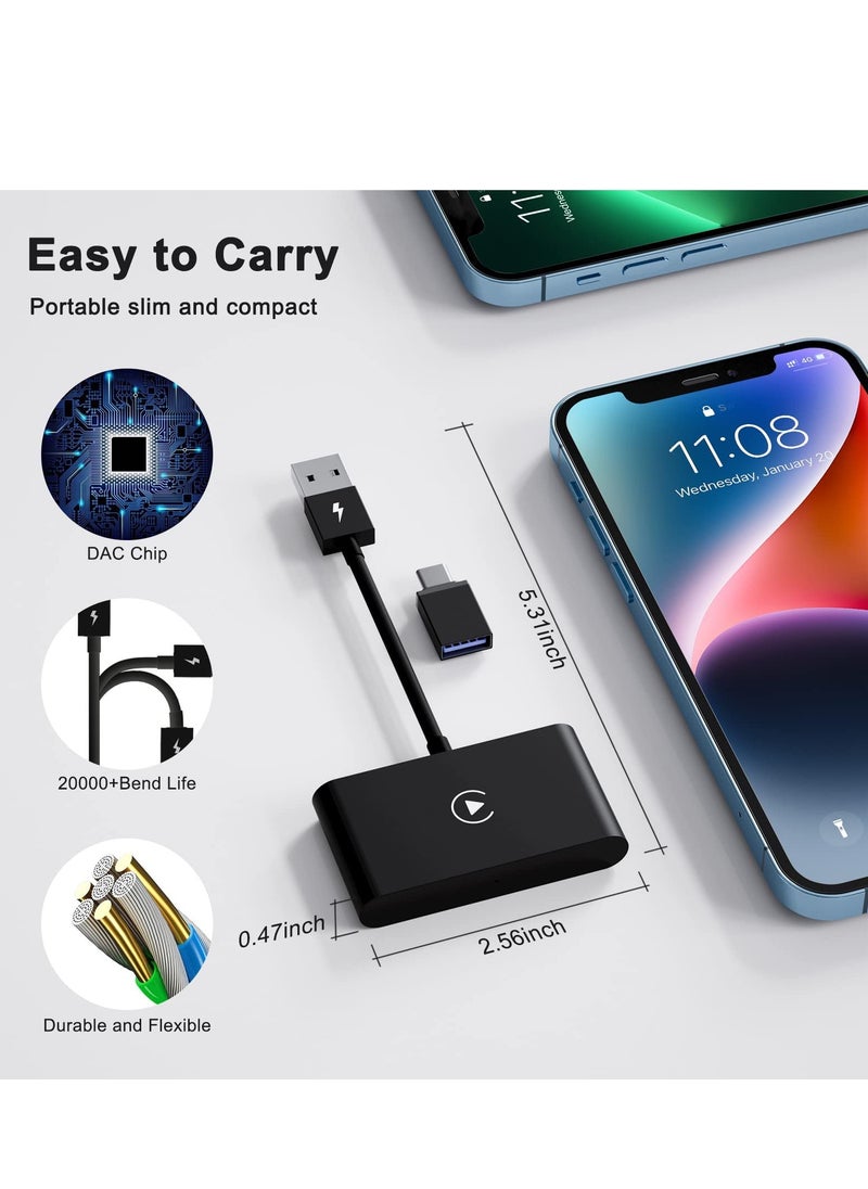 MAKINO - Wireless CarPlay Adapter for iPhone, Wireless Carplay Dongle Converts Factory Cars Wired Carplay to Wireless, Carplay Bluetooth Adapter, 5Ghz WiFi Auto-Connect Online Update, Support iOS 13+, Black - Image 1