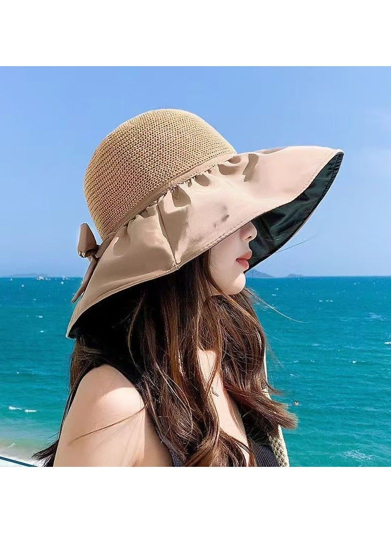 New Storage Bow Sunscreen Hat for Summer Sunshade, UV Protection, Outdoor Versatile, Large brimmed Fisherman's Hat  - Image 2
