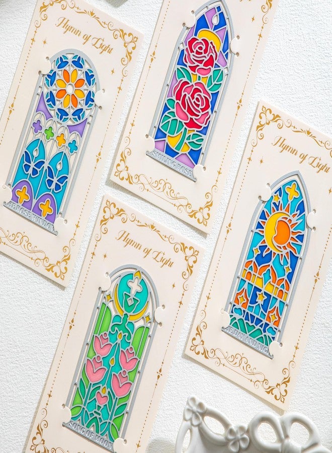 emmoolife 4 Pcs Metal & Resin Elegant Bookmarks Transparent Bookmark Church Stained Windows Classic Cathedral Aesthetic Book Mark Big Size Rainbow Funny Gift for Read Lovers Writers Readers Women Teens Girl - Image 2