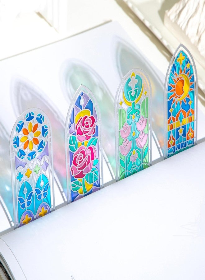 emmoolife 4 Pcs Metal & Resin Elegant Bookmarks Transparent Bookmark Church Stained Windows Classic Cathedral Aesthetic Book Mark Big Size Rainbow Funny Gift for Read Lovers Writers Readers Women Teens Girl - Image 4