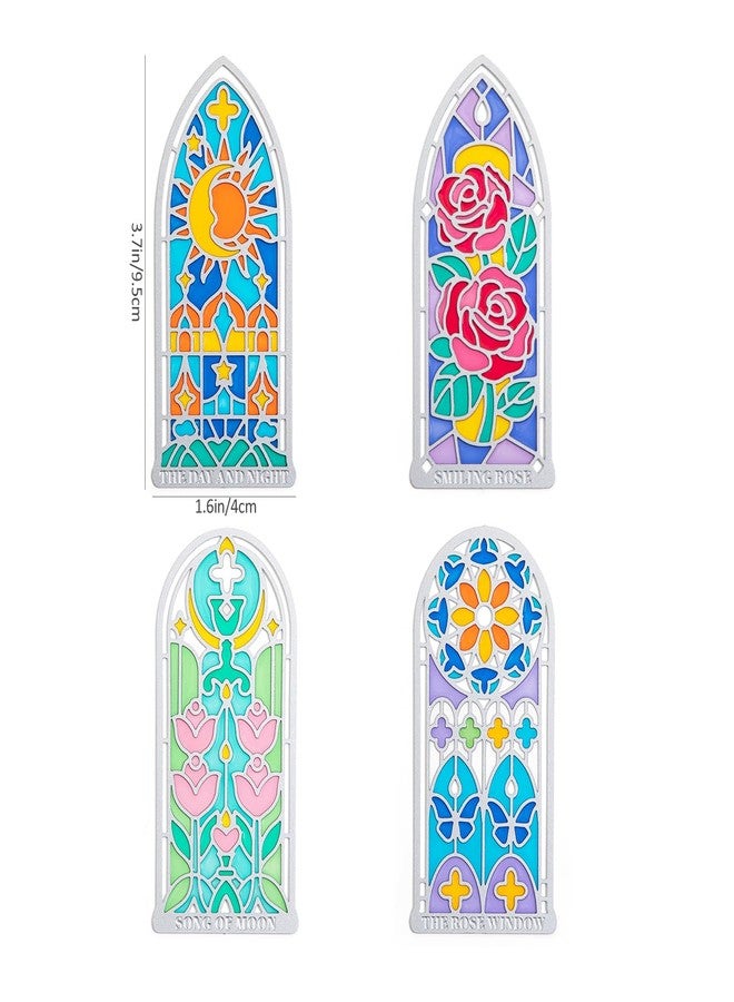 emmoolife 4 Pcs Metal & Resin Elegant Bookmarks Transparent Bookmark Church Stained Windows Classic Cathedral Aesthetic Book Mark Big Size Rainbow Funny Gift for Read Lovers Writers Readers Women Teens Girl - Image 5