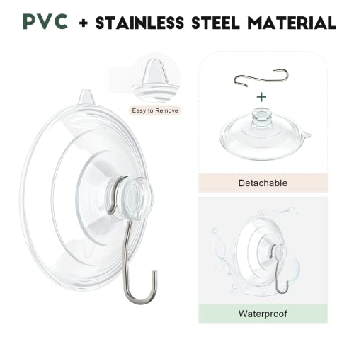 RELBRO Suction Cup Hooks, Window Suction Cups with Metal Hooks, Removable and Reusable, Combo Set, 4 Large, 4 Medium, 2 Small, Clear, 10 Pcs - Image 4
