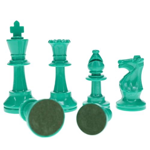 WE Games Color Bright Plastic Staunton Tournament Chess Pieces with 375 in King Half Chess Set of Chess Pieces Only Teal Green - Image 5