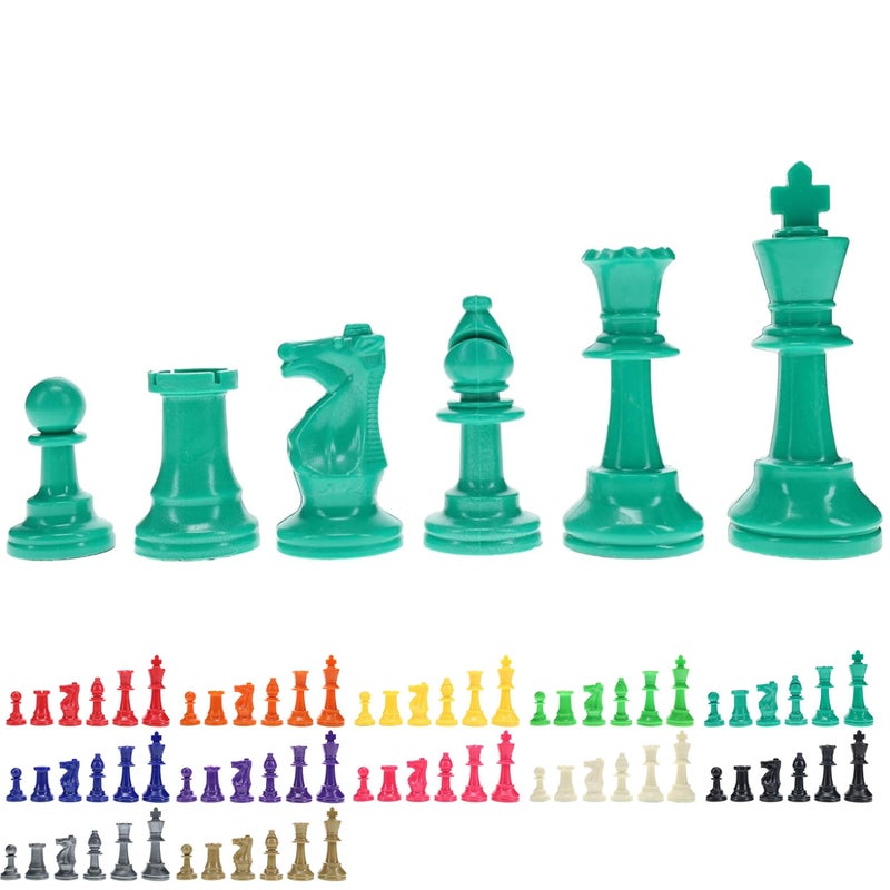 WE Games Color Bright Plastic Staunton Tournament Chess Pieces with 375 in King Half Chess Set of Chess Pieces Only Teal Green - Image 3
