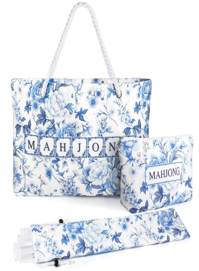 Xmoiqer Empty Mahjong Tile Bag for Mahjong Set,Mahjong Bag The Perfect Mahjong Gifts for Women,Mahjong Bags for Tiles and Racks,Mahjong Rack Bag for American Mahjong Tile Set(Bule) - Image 1