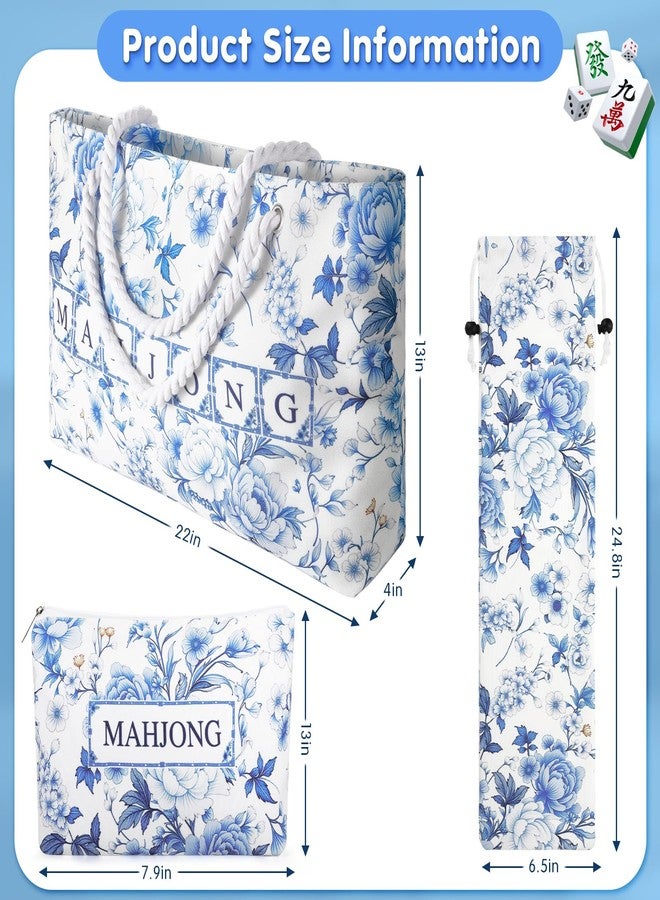 Xmoiqer Empty Mahjong Tile Bag for Mahjong Set,Mahjong Bag The Perfect Mahjong Gifts for Women,Mahjong Bags for Tiles and Racks,Mahjong Rack Bag for American Mahjong Tile Set(Bule) - Image 3