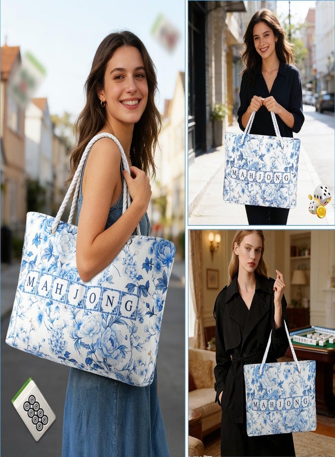 Xmoiqer Empty Mahjong Tile Bag for Mahjong Set,Mahjong Bag The Perfect Mahjong Gifts for Women,Mahjong Bags for Tiles and Racks,Mahjong Rack Bag for American Mahjong Tile Set(Bule) - Image 2