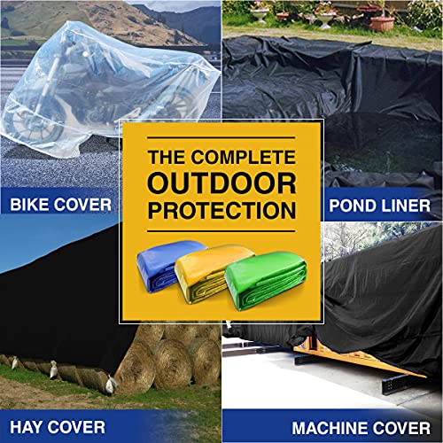 TUFFPAULIN 15FT X 18FT 120 GSM Black Tarpaulin Tirpal Tadpatri Tharpai Thadika, Extra Strong, Reinforced Eyelets, UV Resistant, 100% Waterproof Virgin, 6 Layer MLCL 3D Rib Technology-1 No. - Image 3