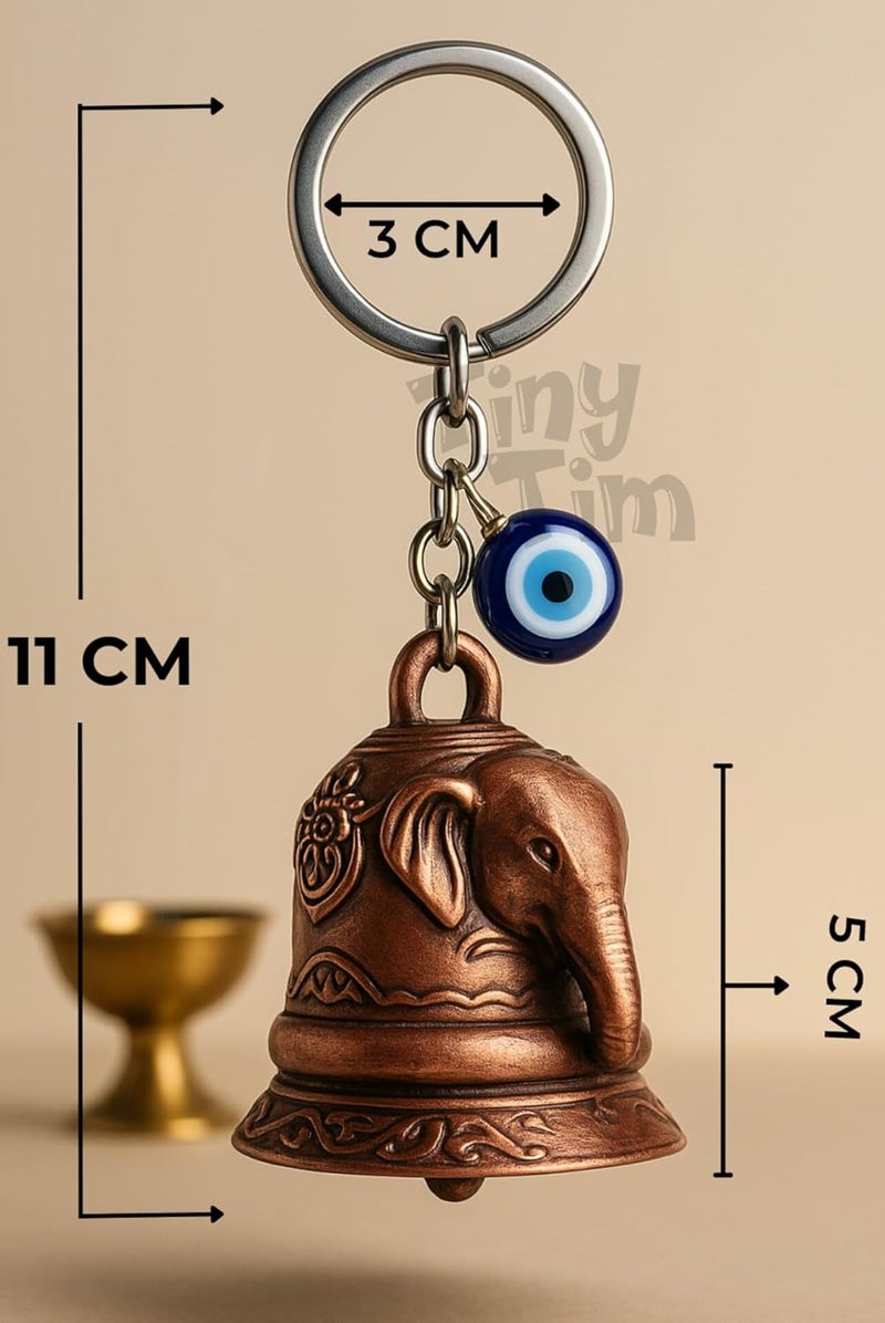 Tiny Tim Store Guardian Bell with Evil Eye Charm – Protective Motorcycle & Car Accessory – Tibetan-Inspired Design – Wards Off Negative Energy – Ideal Gift for Bikers & Travelers - Image 2