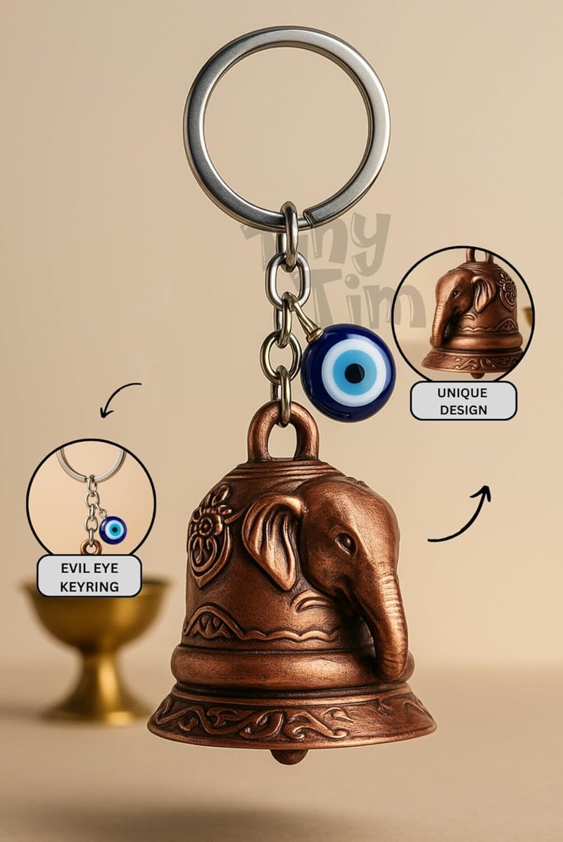 Tiny Tim Store Guardian Bell with Evil Eye Charm – Protective Motorcycle & Car Accessory – Tibetan-Inspired Design – Wards Off Negative Energy – Ideal Gift for Bikers & Travelers - Image 4