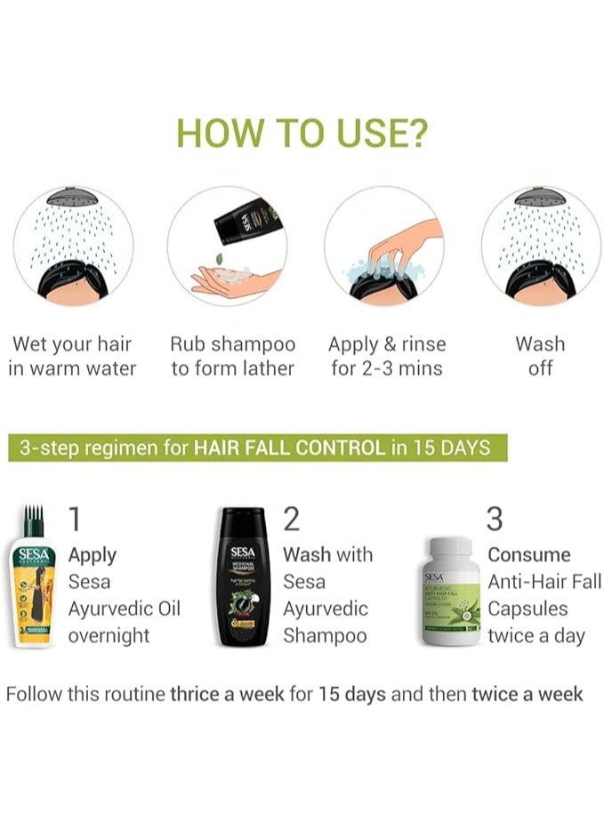 سيسا شامبو سيسا الأيورفيدي الطبي للتحكم في تساقط الشعر وتحفيز نموه | يحتوي على برينجراج و16 عشبة نادرة | مناسب لجميع أنواع الشعر | خالٍ من البارابين | 200 مل (عبوة واحدة) - Image 4