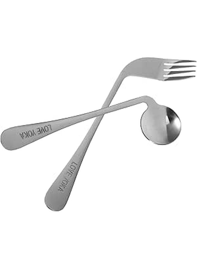 Angled Spoons and Curved Fork Silverware Set for Elderly Practical Feeding Tableware - Image 1
