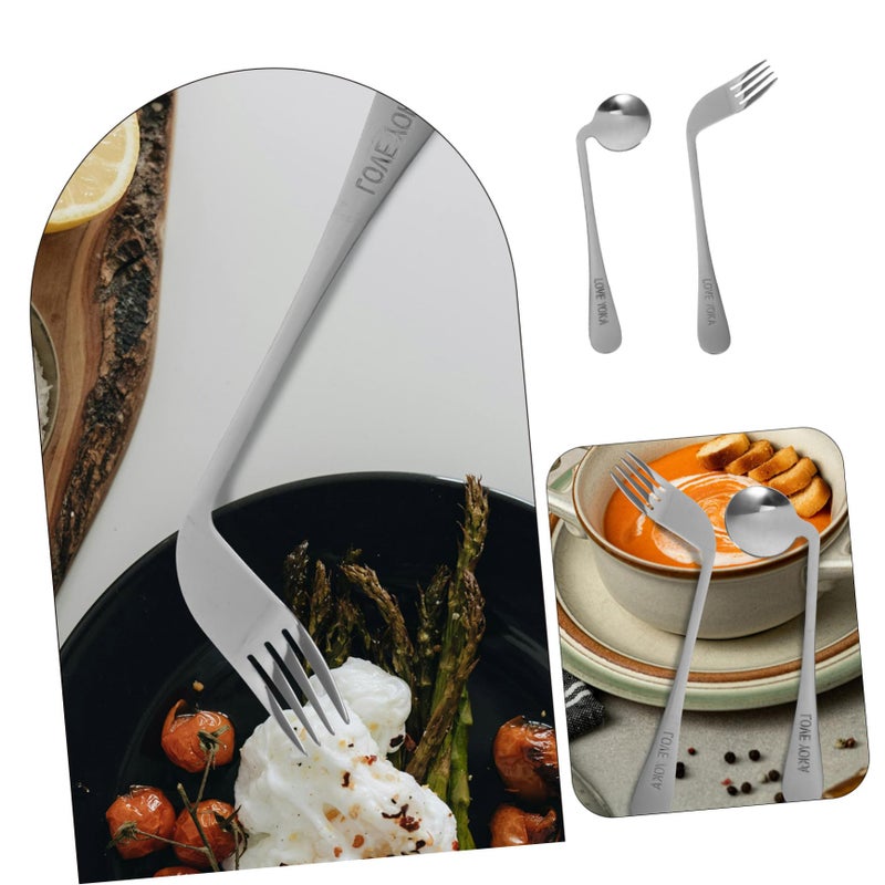 Angled Spoons and Curved Fork Silverware Set for Elderly Practical Feeding Tableware - Image 4