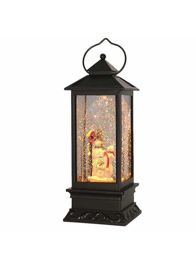 Eldnacele Christmas Snow Globe Lantern with Music, Battery Operated Lighted Swirling Glitter Water Lantern with Timer for Christmas Home Decoration, Snowman - Image 1