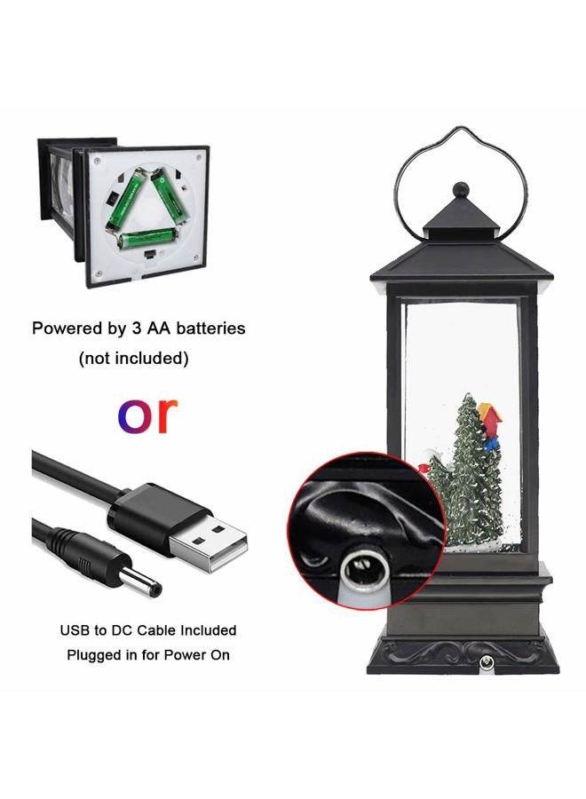 Eldnacele Christmas Snow Globe Lantern with Music, Battery Operated Lighted Swirling Glitter Water Lantern with Timer for Christmas Home Decoration, Snowman - Image 2