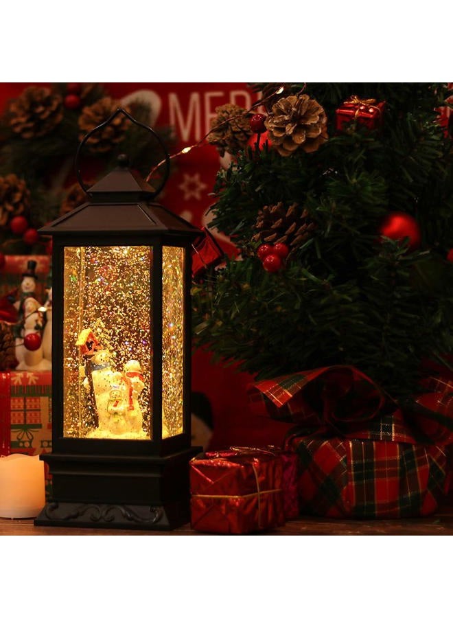 Eldnacele Christmas Snow Globe Lantern with Music, Battery Operated Lighted Swirling Glitter Water Lantern with Timer for Christmas Home Decoration, Snowman - Image 5