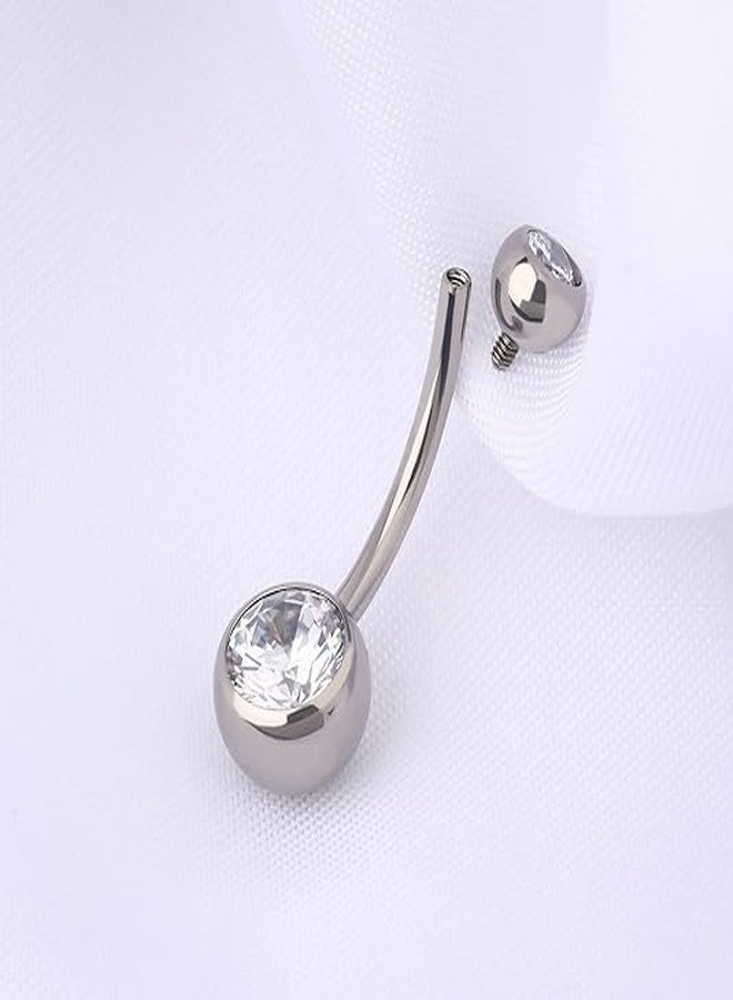 SHIELD PLUS Belly Button Rings, Internally Threaded 14mm Long Belly Ring, Round CZ Navel Rings for Women Men - Image 3