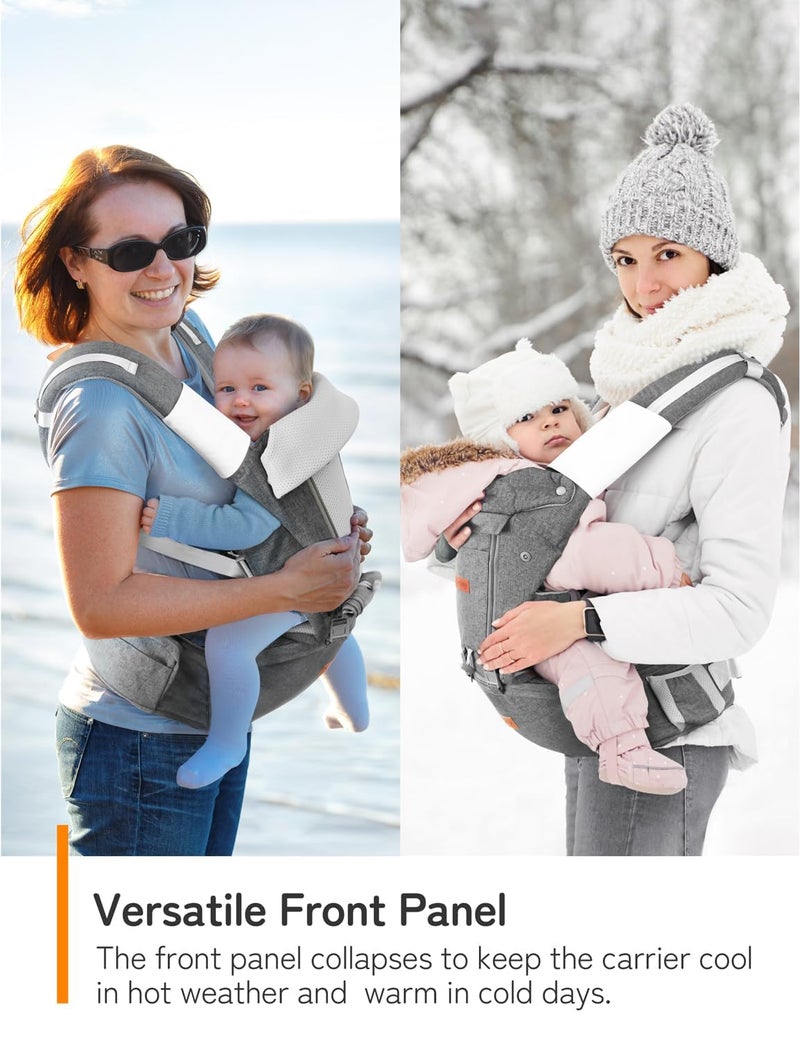 besrey Baby Carrier with Hip Seat Newborn to Toddler, Summer Mesh Front Facing Infant Carrier, Baby Body Holder Chest with Back Support, Front Back Pack with Strap for Men Women Hiking Lumbar Support - Image 2