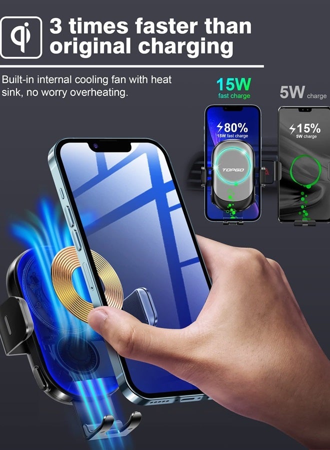 TOPGO [Upgraded] TOPGO Cup Holder Phone Mount Wireless Charger,Universal Cell Phone Holder Car Charger Wireless-Charger-Cup-Phone-Holder Fast Charging for iPhone11/11 Pro/11 Pro Max, Samsung Galaxy Black - Image 4