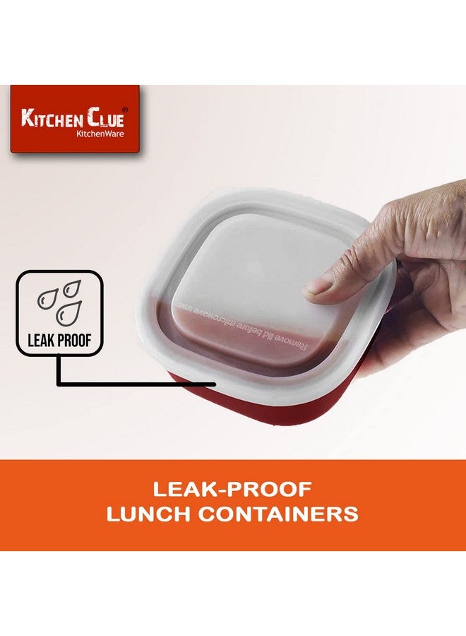 KITCHEN CLUE Stainless Steel Airtight & Leak-Proof Microwave Safe Lunch Box & Containers for Office School Kitchen I Set of 12 Pcs, 350 ML I Red I BPA Free Ideally Use for Kids & Adults - Image 5